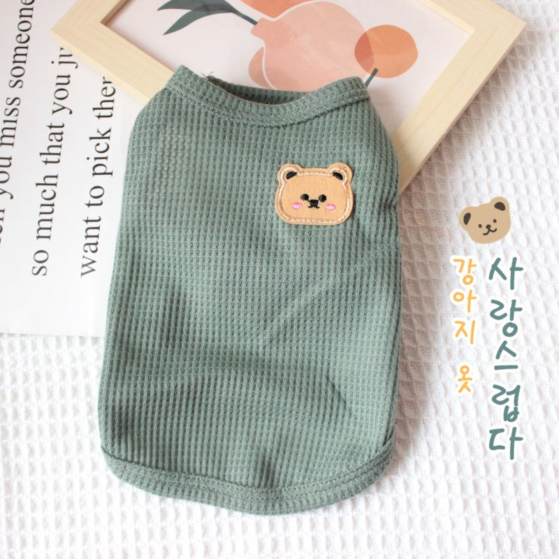 KFX-7075517 Casual Thin T-Shirt for Dogs and Cats in Pink, Yellow, and Green - Soft Cotton-Polyester Fabric, Multiple Sizes Available