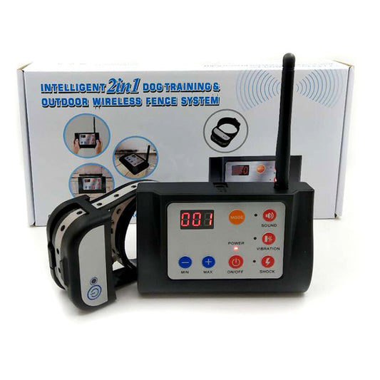 KFX-7076413 Two-in-One Dog Training Device with Wireless Electronic Fence and Remote Control Features