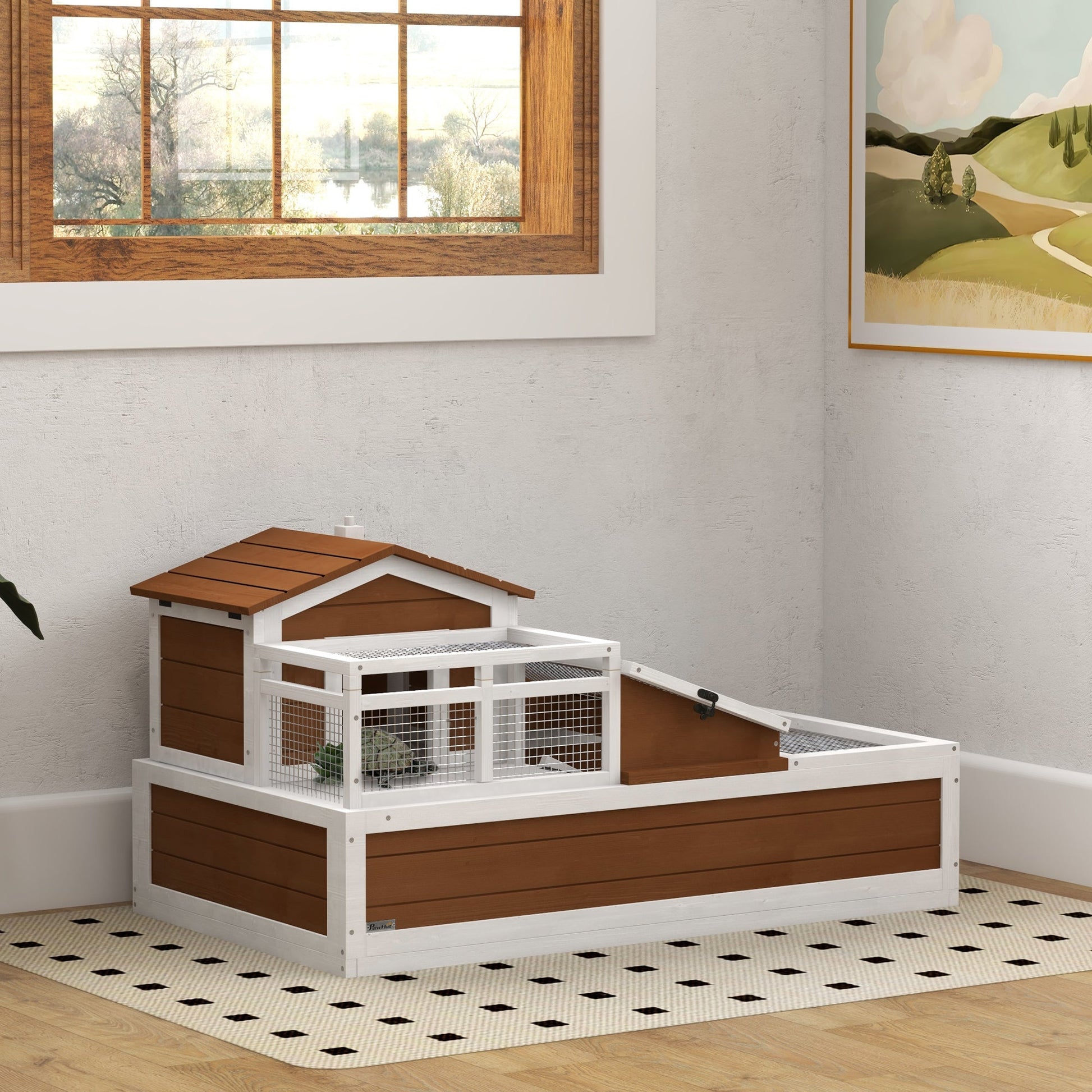 KFX-7076797 Three-Room Tortoise Habitat with Balcony and Two Stories for Indoor/Outdoor Use