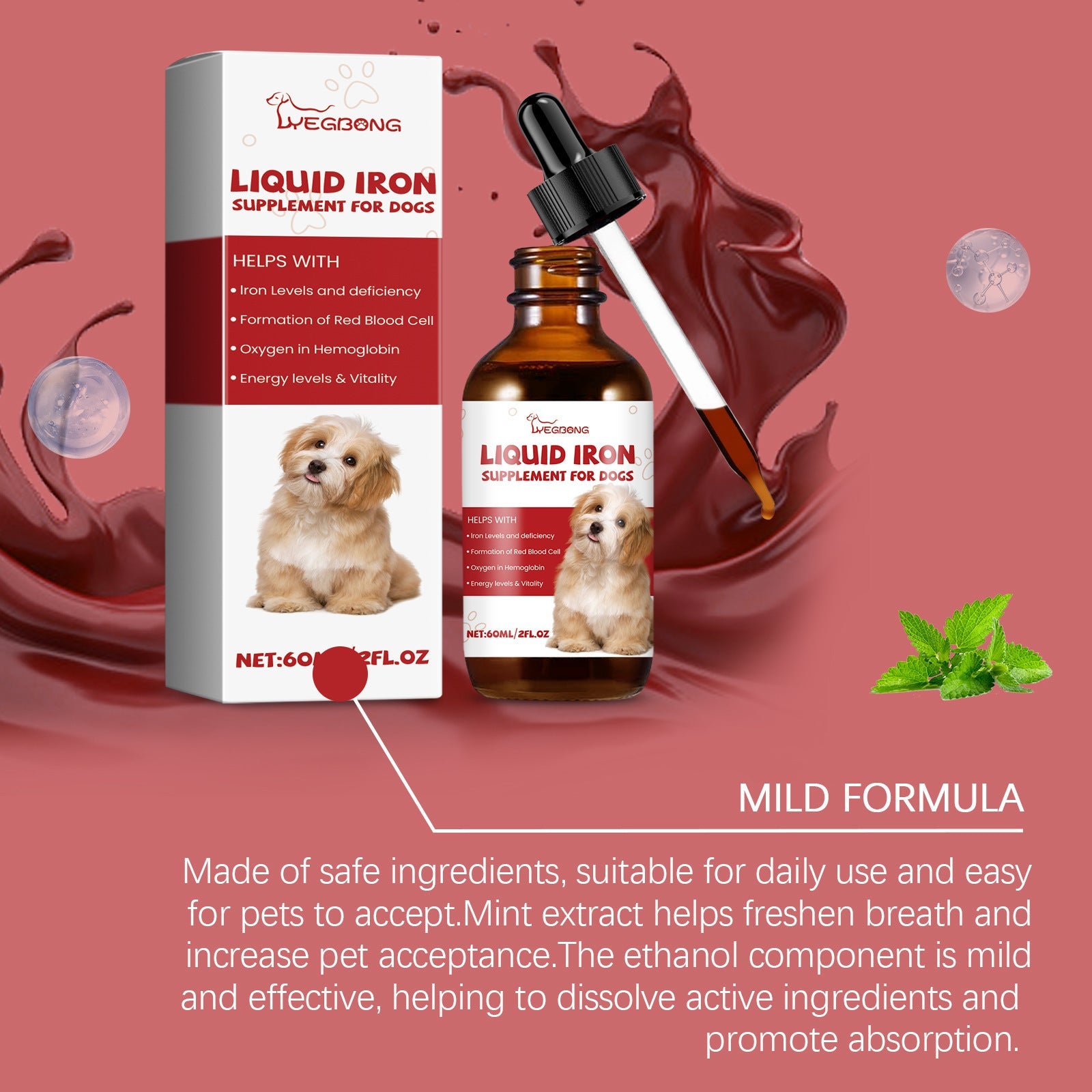 KFX-7076925 Pet Dog Syrup with Mild Ingredients for Care Supplement Absorption, 60ml