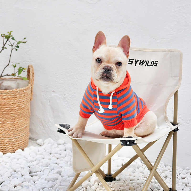 KFX-7078205 Cozy Orange Fleece Hooded Sweatshirt for Dogs - Ideal for Autumn and Winter