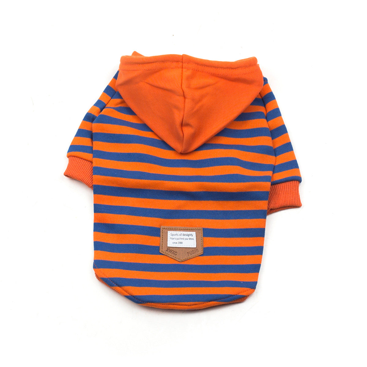 KFX-7078205 Cozy Orange Fleece Hooded Sweatshirt for Dogs - Ideal for Autumn and Winter