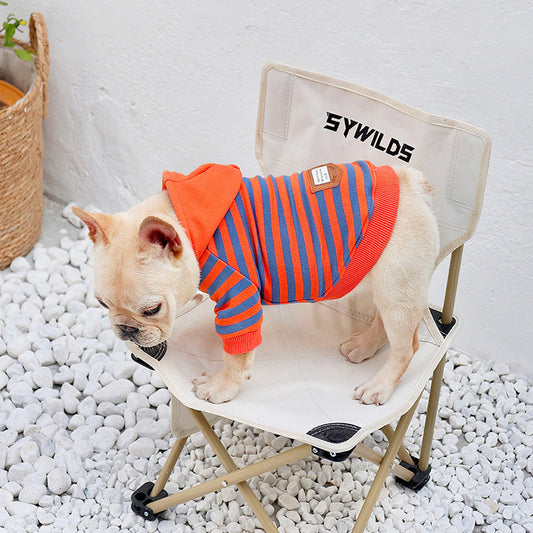 KFX-7078205 Cozy Orange Fleece Hooded Sweatshirt for Dogs - Ideal for Autumn and Winter