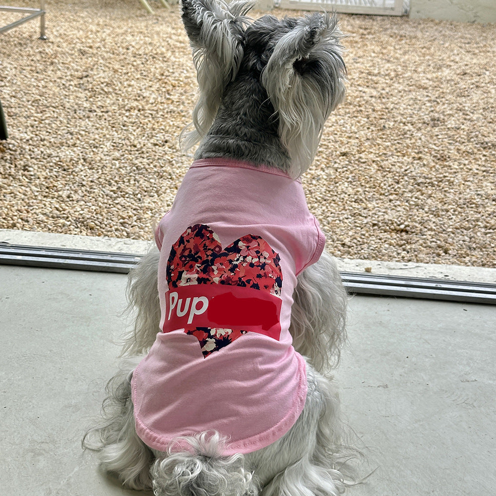 KFX-7078717 Stylish Cotton Vest for Large Dogs - Floral & Love Prints, Multiple Sizes Available