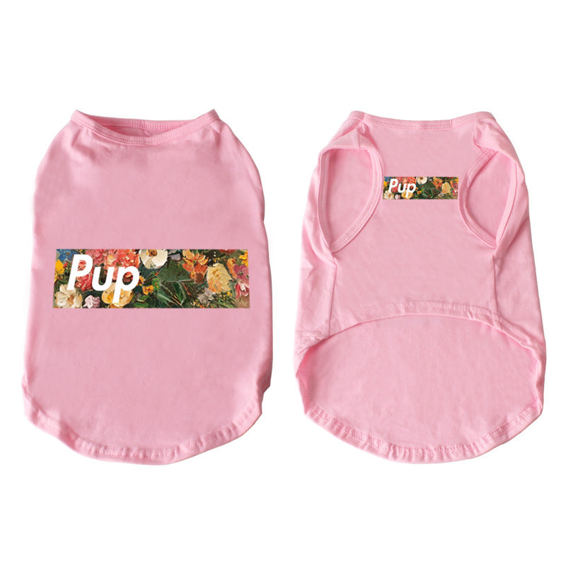 KFX-7078717 Stylish Cotton Vest for Large Dogs - Floral & Love Prints, Multiple Sizes Available