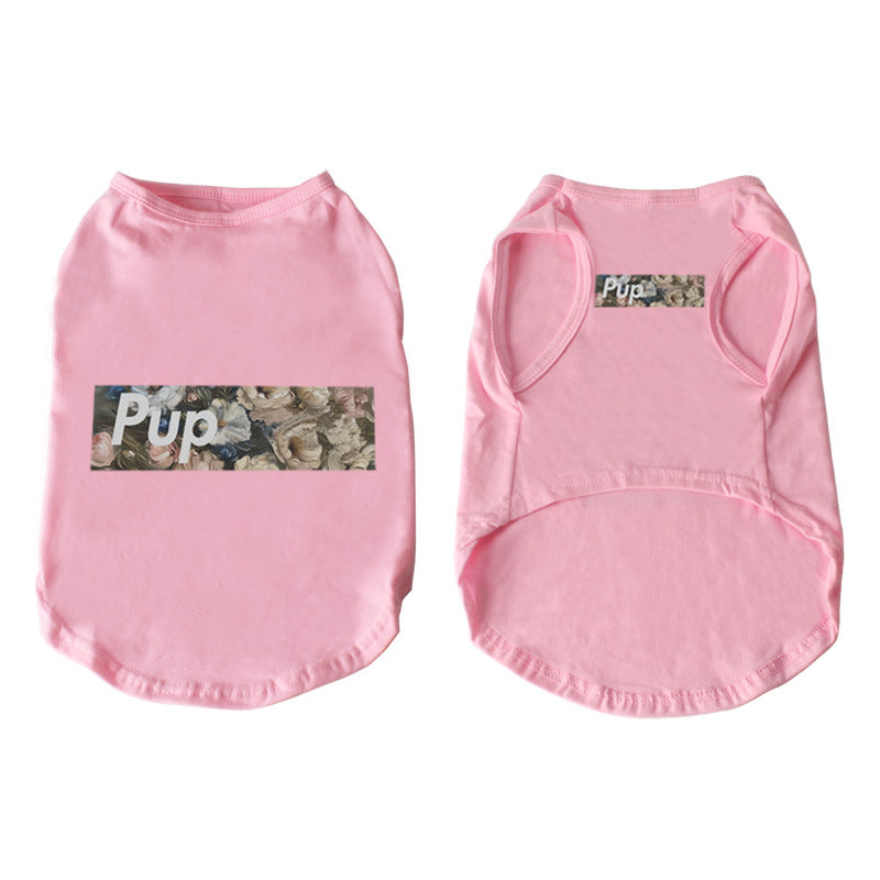 KFX-7078717 Stylish Cotton Vest for Large Dogs - Floral & Love Prints, Multiple Sizes Available