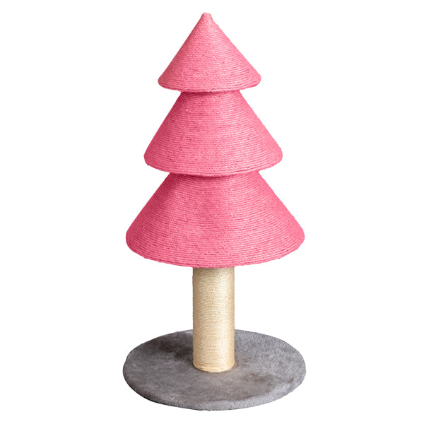 KFX-7084349 Christmas Tree Cat Scratcher Tower - 31.5in Pink Scratch Post with Cozy Fleece Base
