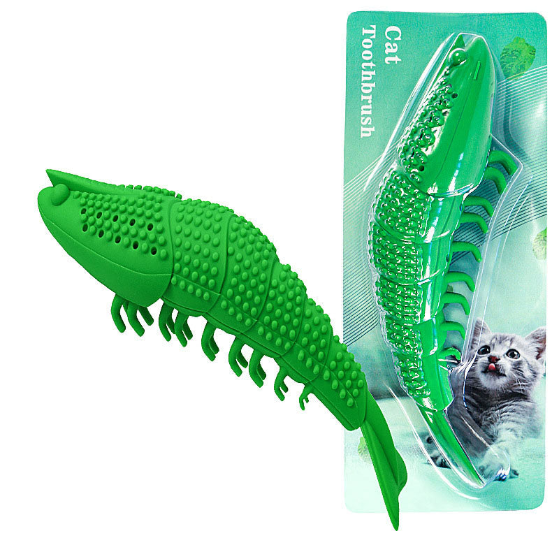 KFX-7084477 Catnip Silicone Crayfish Toy for Cats - Molar Teeth Cleaning & Bite Relief