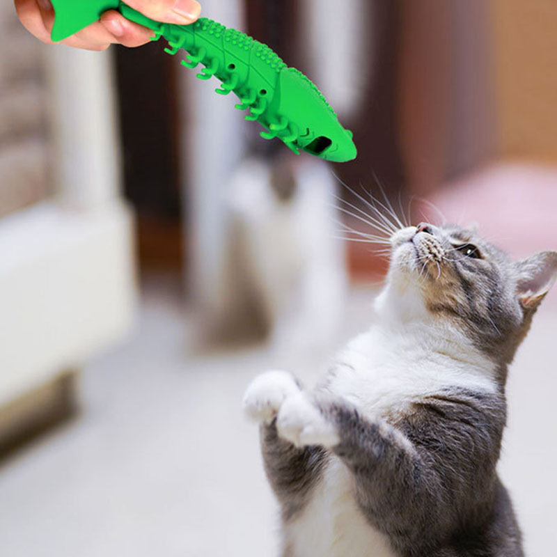 KFX-7084477 Catnip Silicone Crayfish Toy for Cats - Molar Teeth Cleaning & Bite Relief