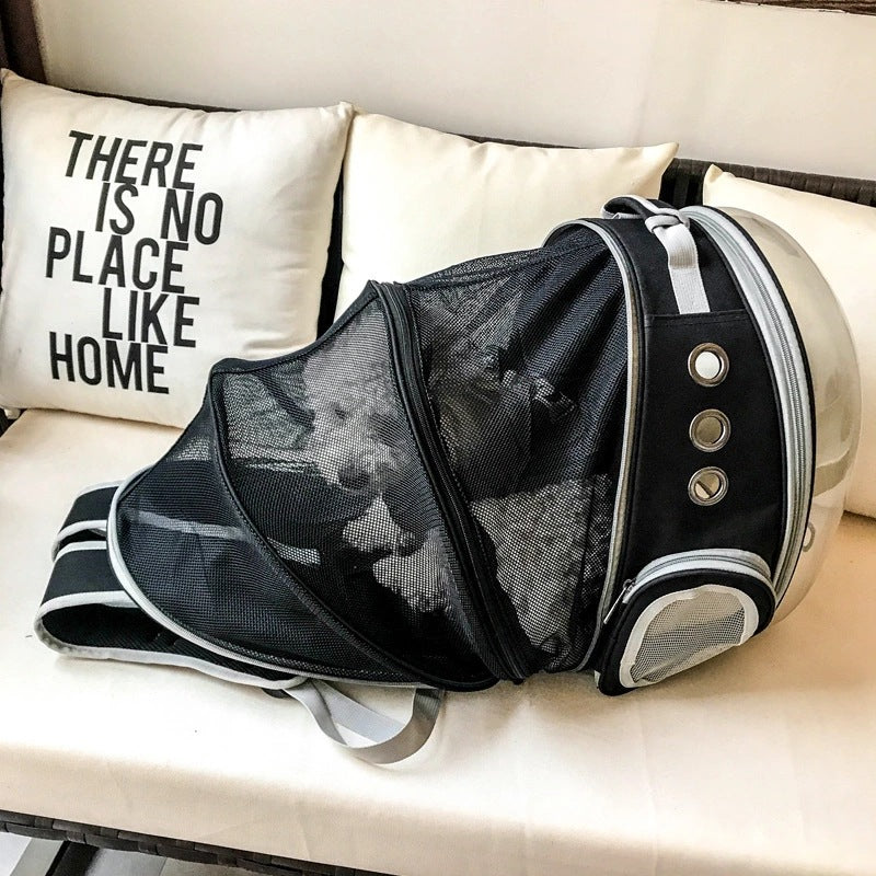 KFX-7085117 Breathable Transparent Cat Travel Backpack with Expansion for Pets Up to 12 kg