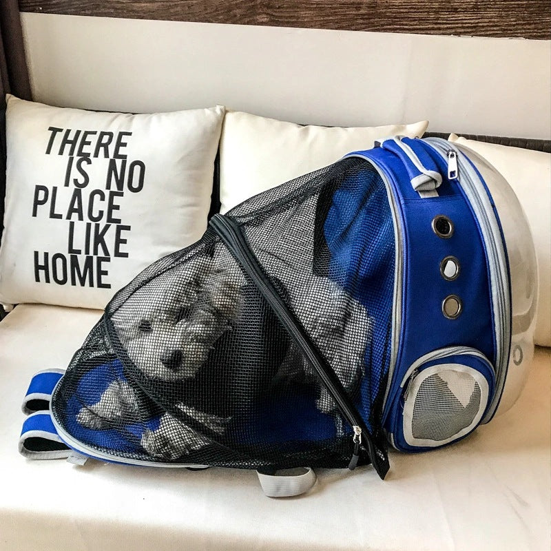 KFX-7085117 Breathable Transparent Cat Travel Backpack with Expansion for Pets Up to 12 kg
