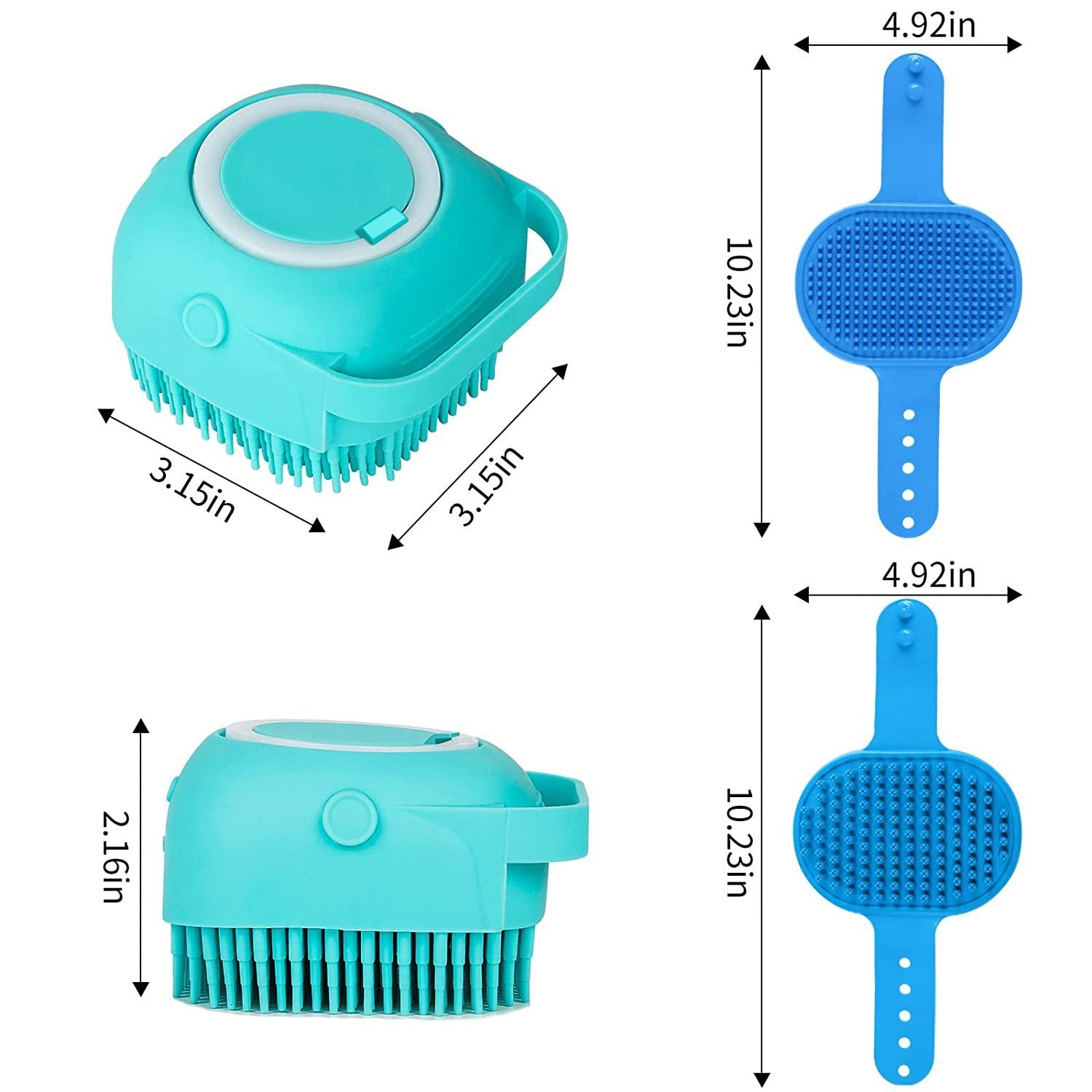 KFX-7086525 3-Piece Dog Bath Brush Set with Adjustable Massage and Shampoo Brushes