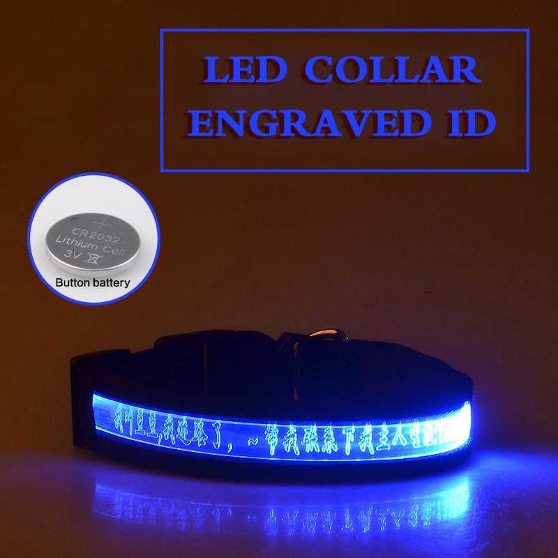 KFX-7090493 Radiant Dog Collar with Luminous Carved Lettering and Multiple Color Options