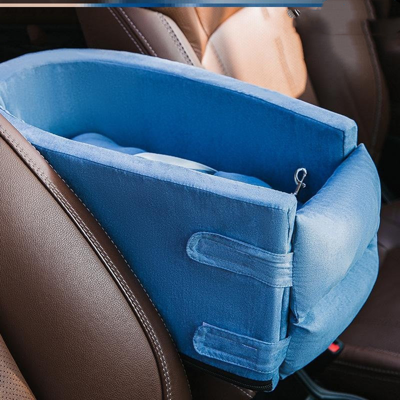 KFX-7090877 Deerskin Velvet Dog Car Seat Nest - Anti-Dirty Central Control Den in Brown, Gray, or Blue
