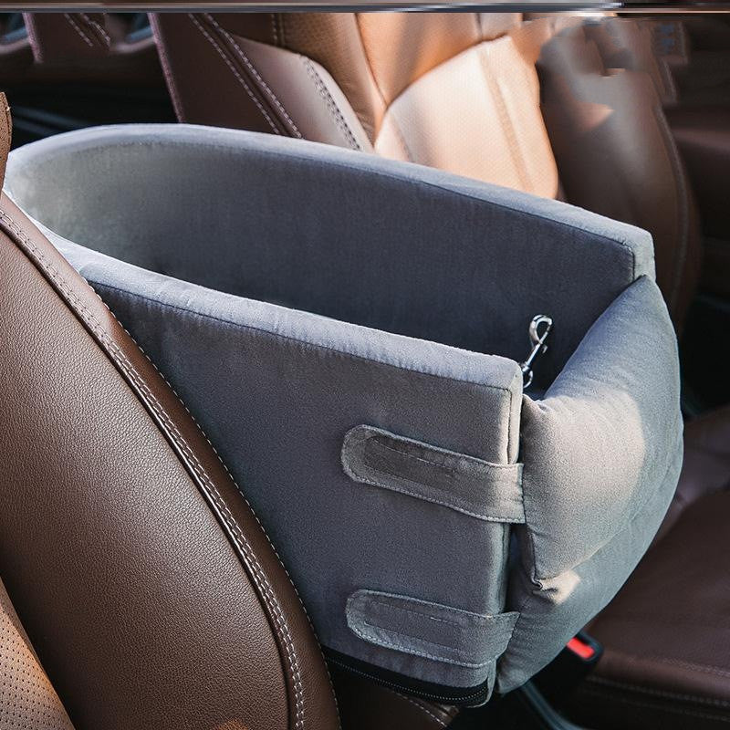 KFX-7090877 Deerskin Velvet Dog Car Seat Nest - Anti-Dirty Central Control Den in Brown, Gray, or Blue