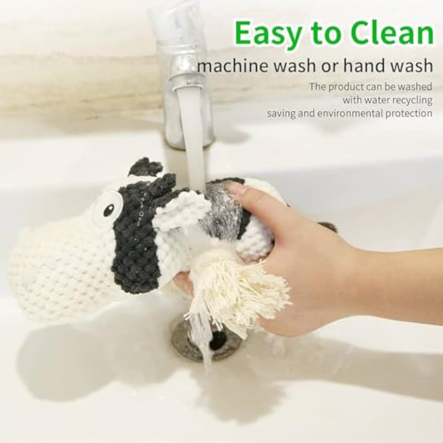 KFX-7091901 Durable Plush Dog Toy with Squeaker and Crinkle Ears, Chew Toy for Small, Medium, and Large Dogs