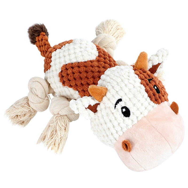 KFX-7091901 Durable Plush Dog Toy with Squeaker and Crinkle Ears, Chew Toy for Small, Medium, and Large Dogs