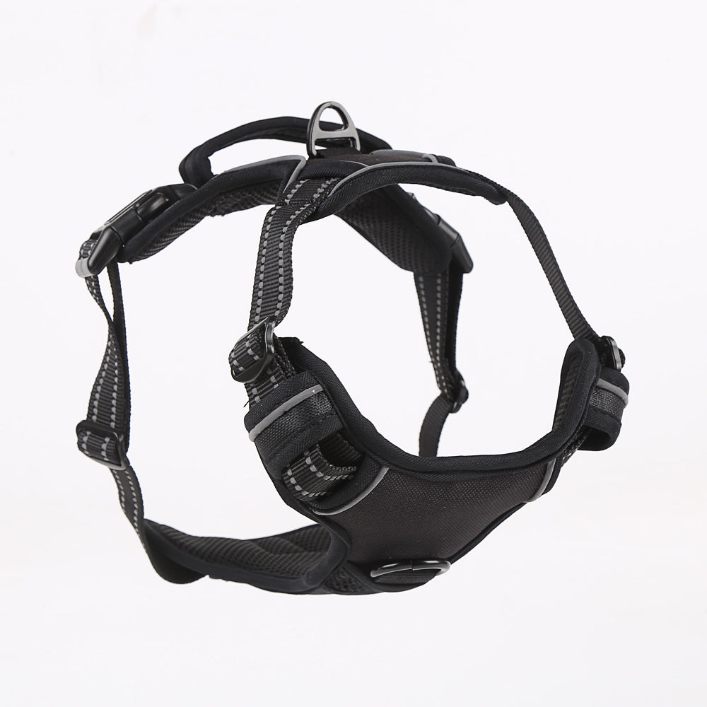 KFX-7093693 Reflective Dog Leash with Vest-style Harness - Black, Red, Fluorescent Orange, Multiple Sizes Available