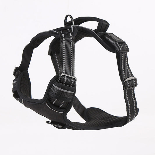 KFX-7093693 Reflective Dog Leash with Vest-style Harness - Black, Red, Fluorescent Orange, Multiple Sizes Available