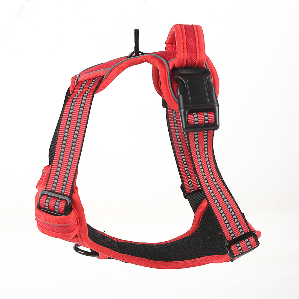 KFX-7093693 Reflective Dog Leash with Vest-style Harness - Black, Red, Fluorescent Orange, Multiple Sizes Available