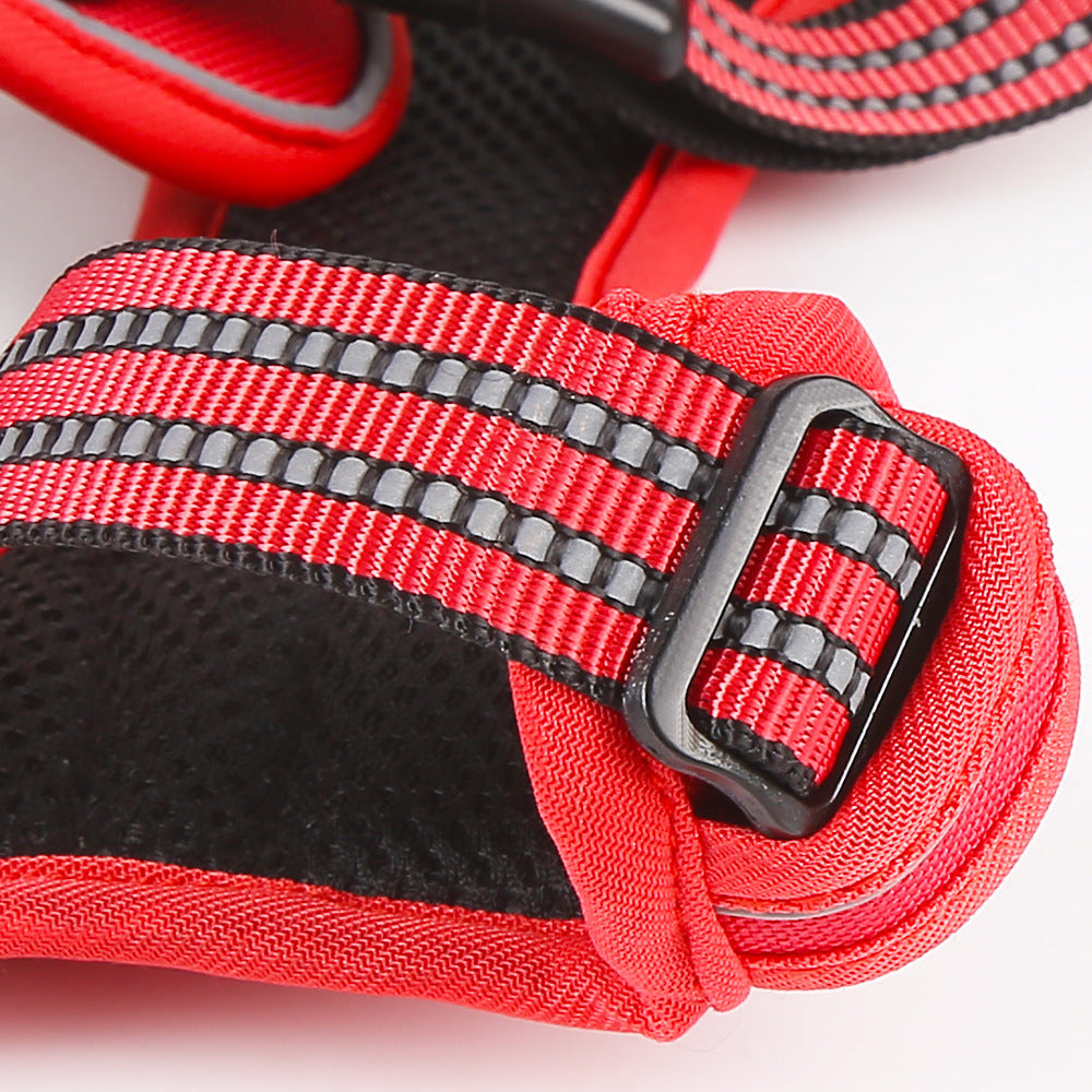 KFX-7093693 Reflective Dog Leash with Vest-style Harness - Black, Red, Fluorescent Orange, Multiple Sizes Available