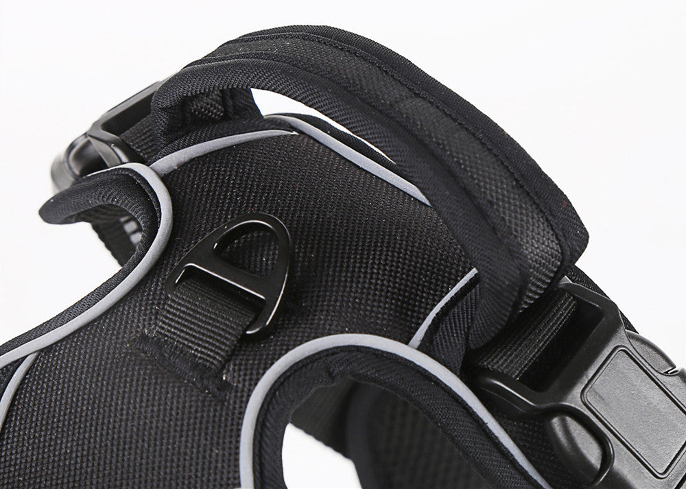 KFX-7093693 Reflective Dog Leash with Vest-style Harness - Black, Red, Fluorescent Orange, Multiple Sizes Available