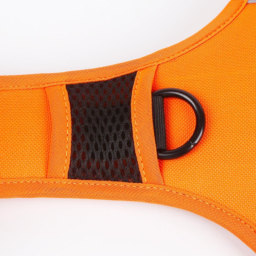 KFX-7093693 Reflective Dog Leash with Vest-style Harness - Black, Red, Fluorescent Orange, Multiple Sizes Available