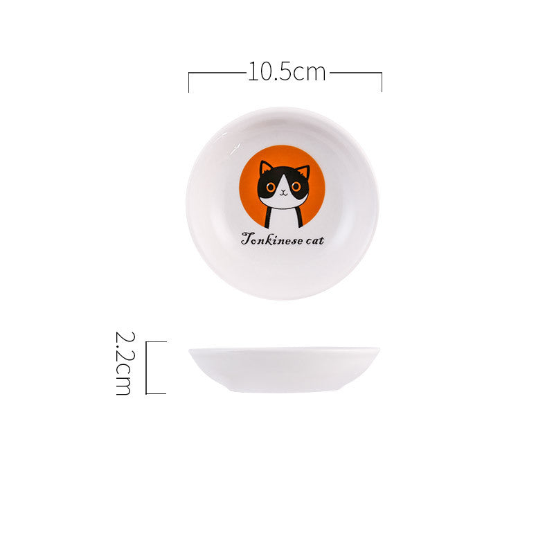 KFX-7094589 Handmade 4-Inch Ceramic Snack Plate for Cats and Dogs