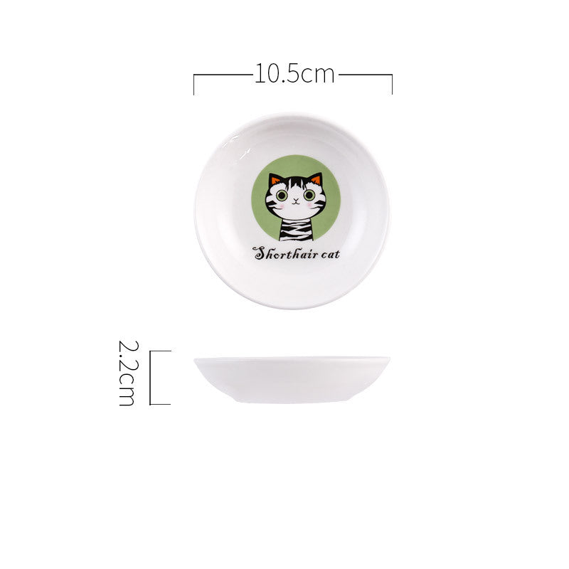 KFX-7094589 Handmade 4-Inch Ceramic Snack Plate for Cats and Dogs