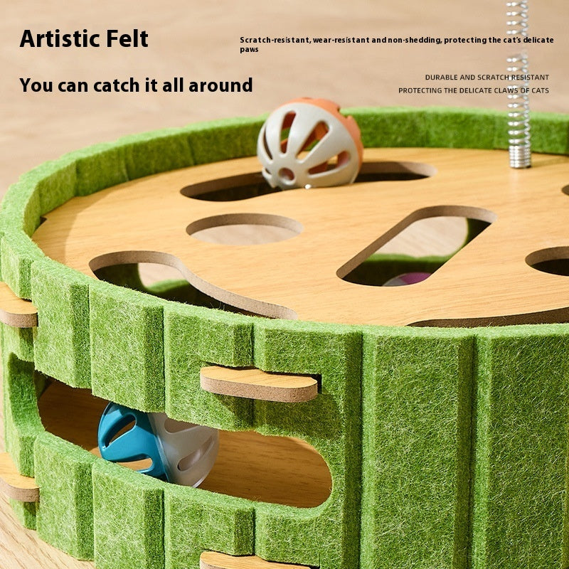 KFX-7095229 Interactive Cat Puzzle Toy - Turntable Design with Multiple Styles in Felt