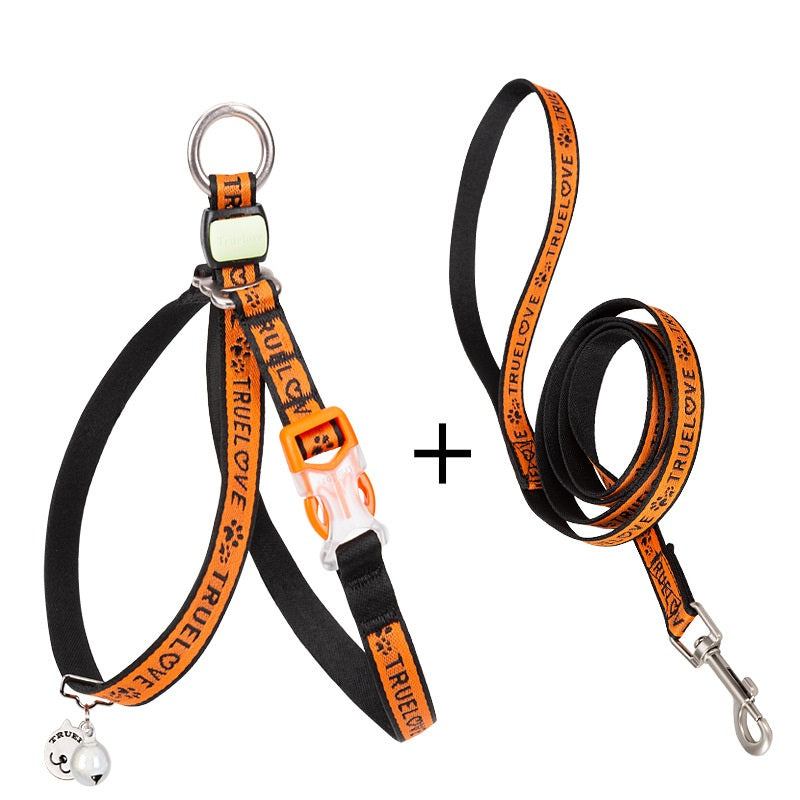 KFX-7095869 Adjustable Pet Chest Strap with Leash for Small Dogs and Cats in Various Colors