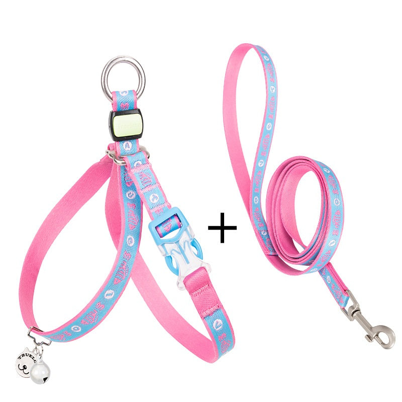 KFX-7095869 Adjustable Pet Chest Strap with Leash for Small Dogs and Cats in Various Colors