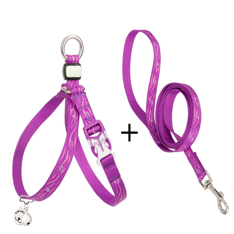 KFX-7095869 Adjustable Pet Chest Strap with Leash for Small Dogs and Cats in Various Colors