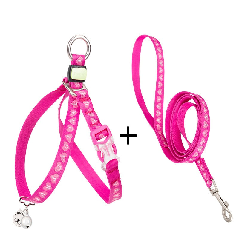 KFX-7095869 Adjustable Pet Chest Strap with Leash for Small Dogs and Cats in Various Colors