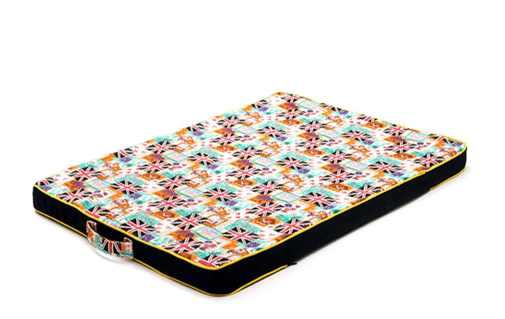 KFX-7096253 Thickened Dog Bed Mat with High Resilience Sponge and Printed Canvas Cover
