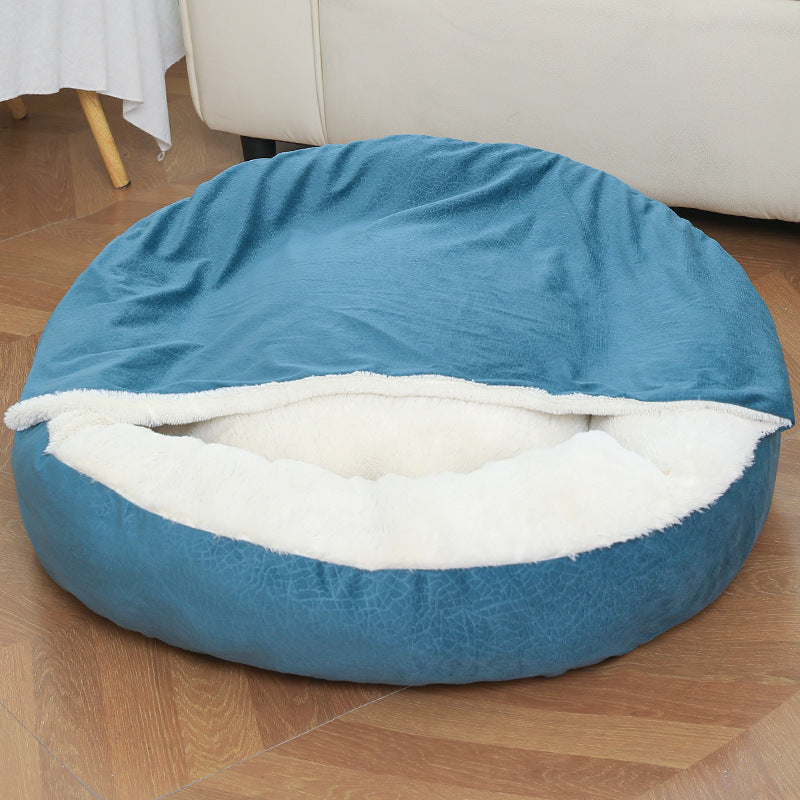 KFX-7098429 Cozy Orthopedic Dog Bed with Hooded Blanket - Waterproof and Dirt Resistant Cuddler for Cats and Puppies