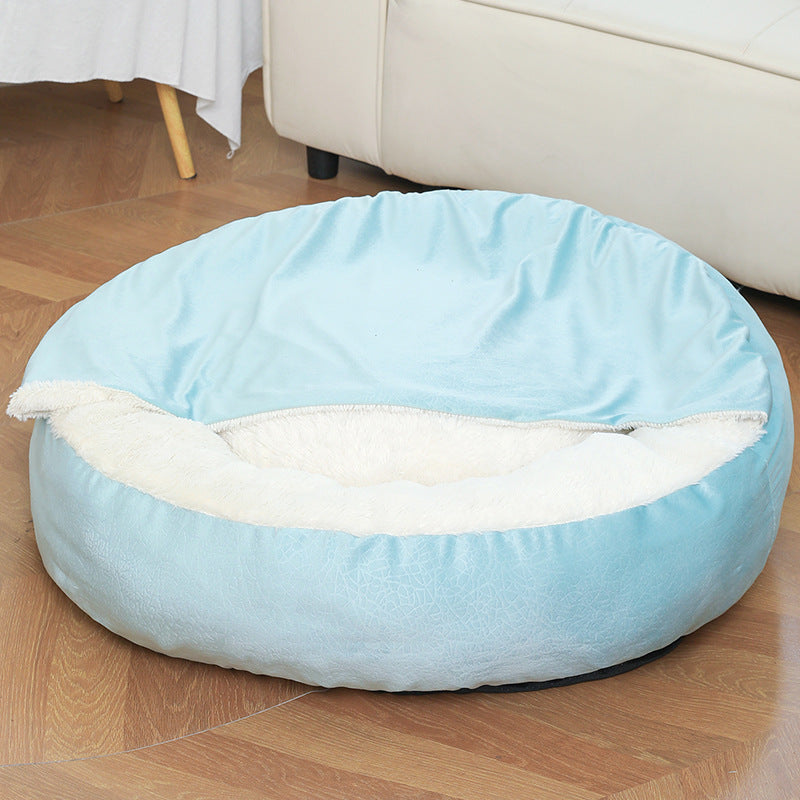 KFX-7098429 Cozy Orthopedic Dog Bed with Hooded Blanket - Waterproof and Dirt Resistant Cuddler for Cats and Puppies
