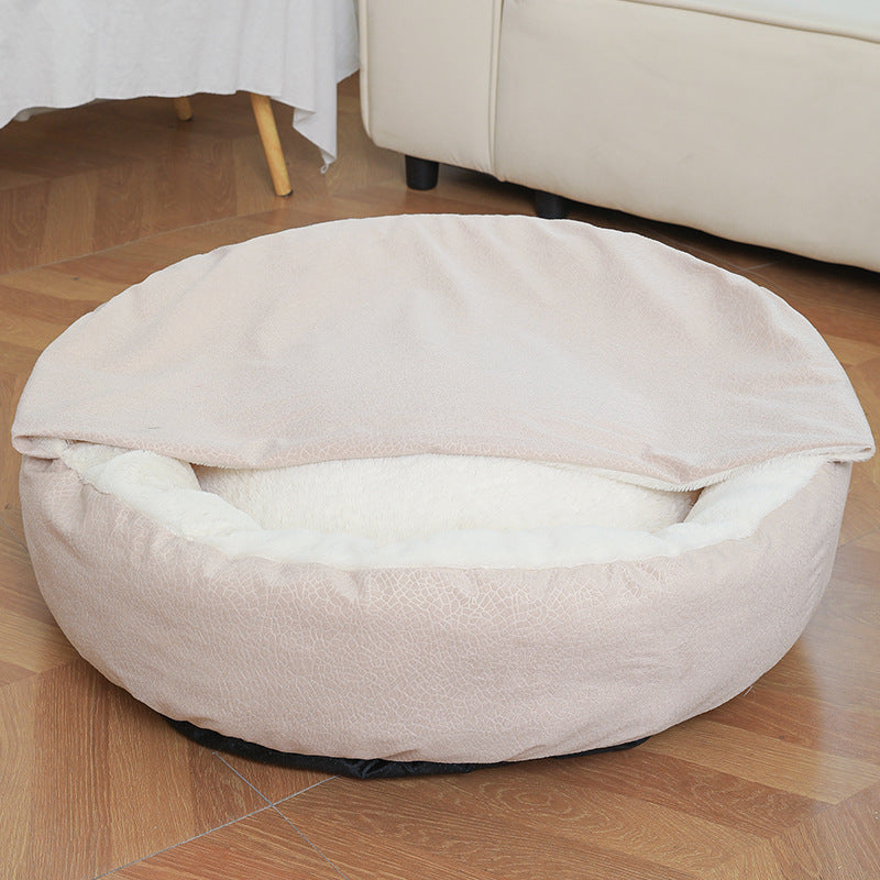 KFX-7098429 Cozy Orthopedic Dog Bed with Hooded Blanket - Waterproof and Dirt Resistant Cuddler for Cats and Puppies
