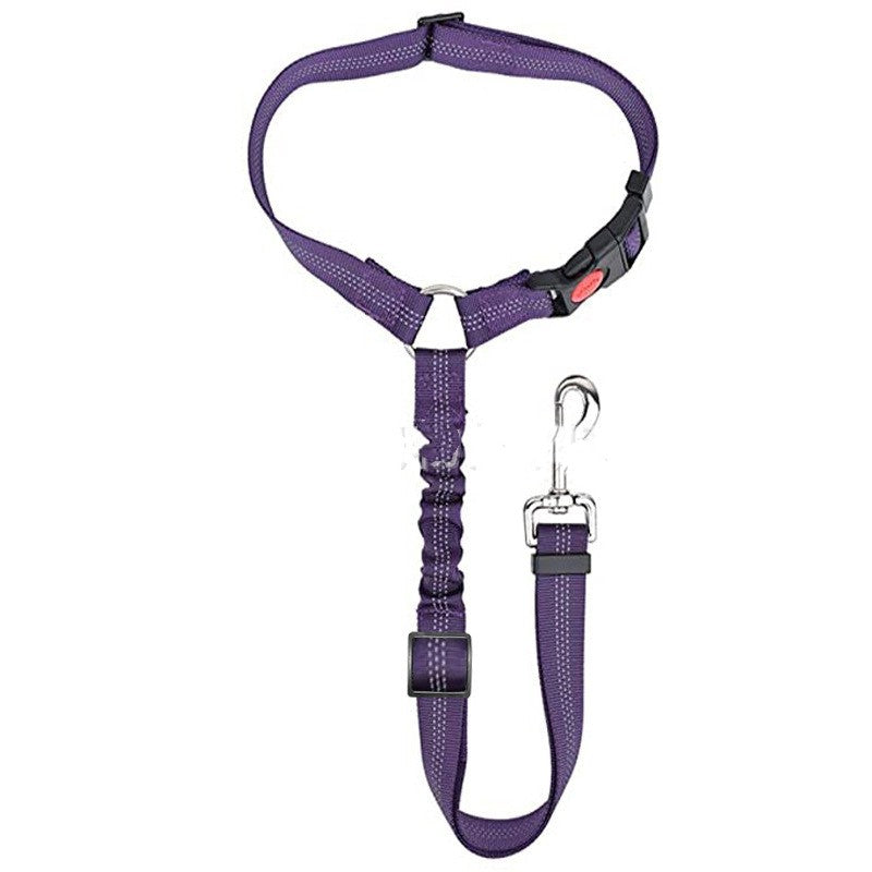 KFX-7099965 Elastic Reflective Dog Car Harness with Traction Rope and Strap