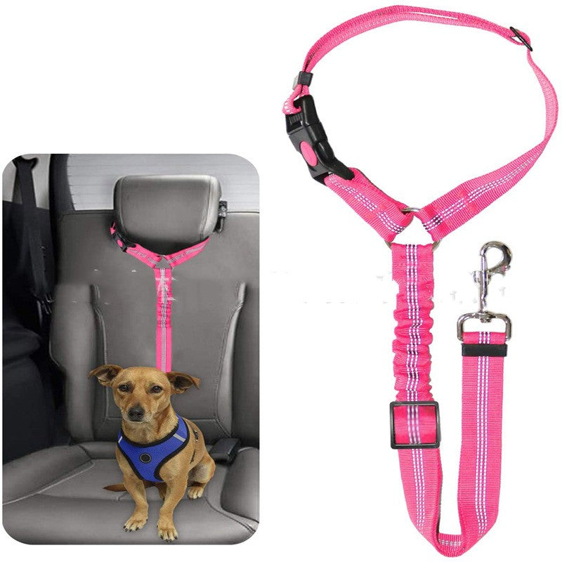 KFX-7099965 Elastic Reflective Dog Car Harness with Traction Rope and Strap
