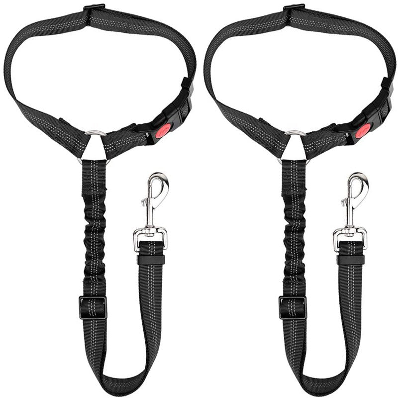 KFX-7099965 Elastic Reflective Dog Car Harness with Traction Rope and Strap