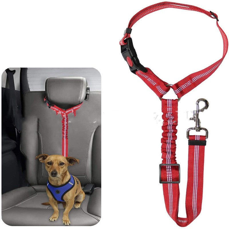 KFX-7099965 Elastic Reflective Dog Car Harness with Traction Rope and Strap