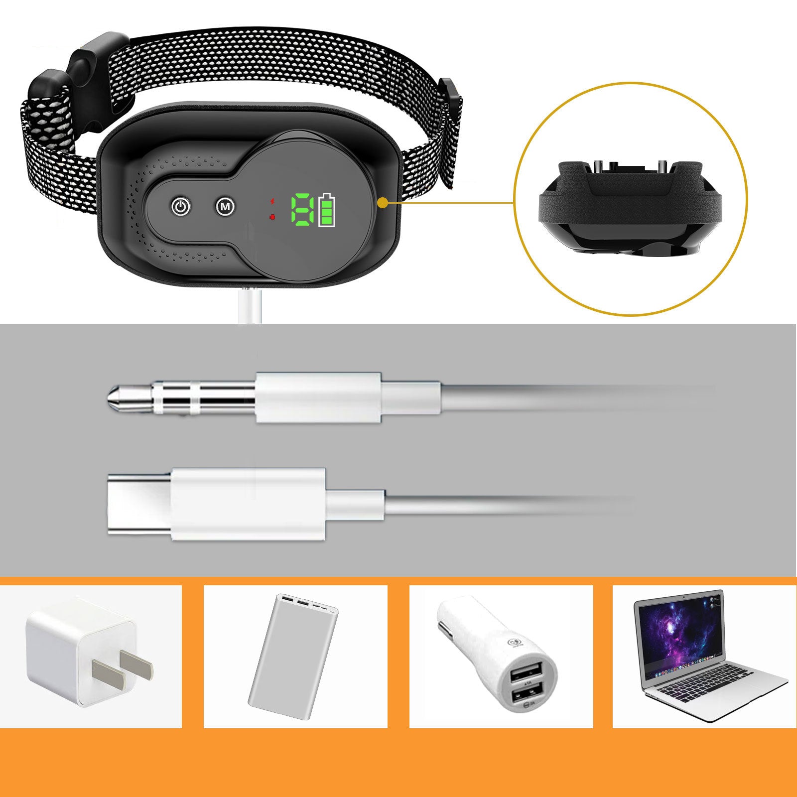 KFX-7102141 Intelligent Waterproof Dog Collar with Sound, Vibration, and Electric Shock Modes