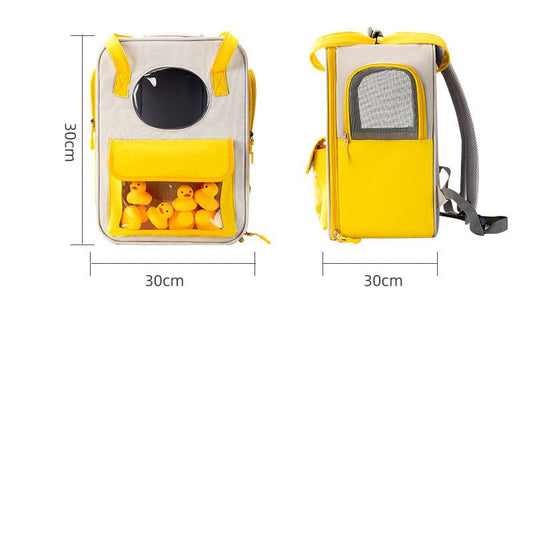 KFX-7102397 Large Capacity breathable Canvas Pet Backpack with Leather and Mesh Design