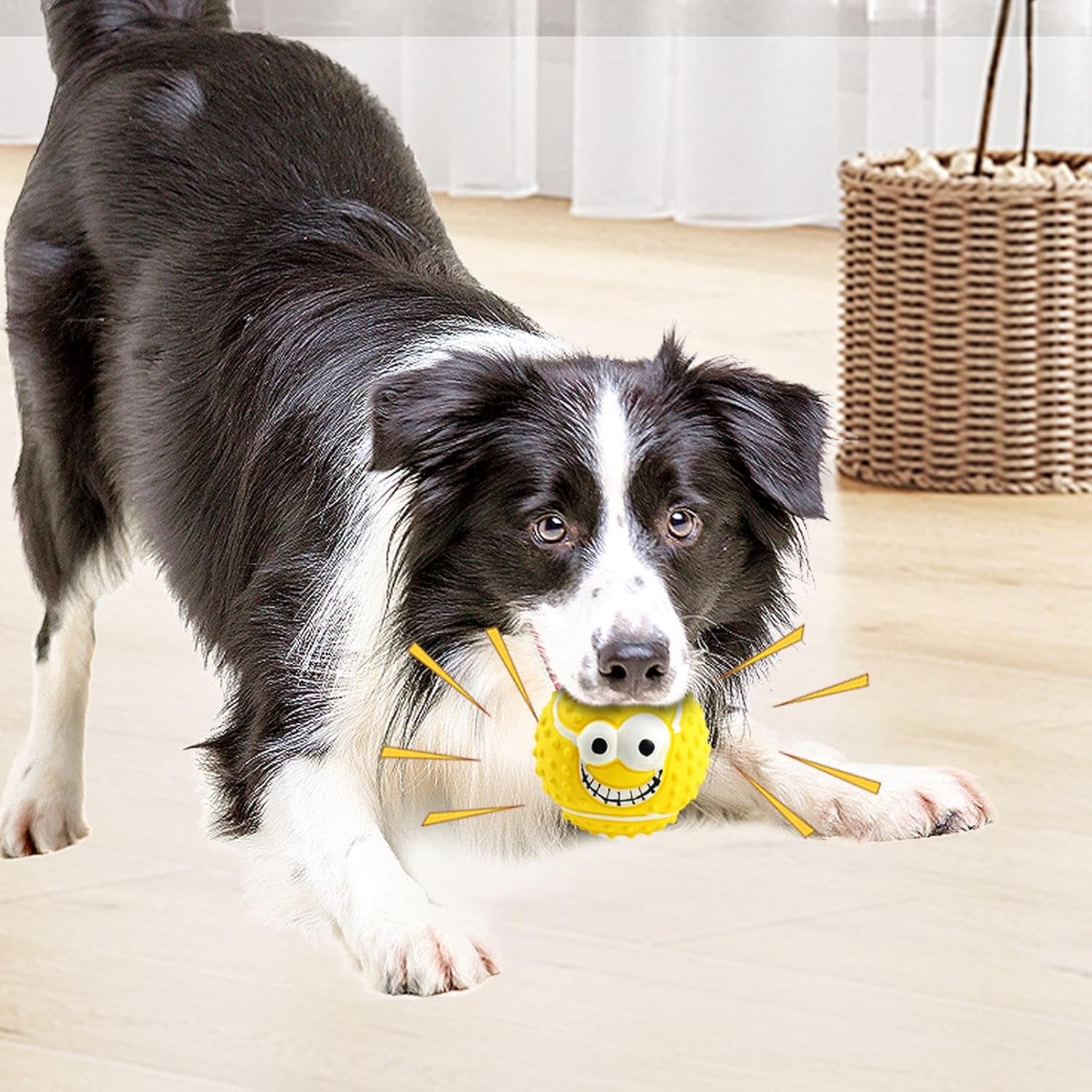 KFX-7103421 Smile Face Latex Dog Ball Toys - Durable, Squeaky Chewing Balls for Small to Medium Dogs and Cats