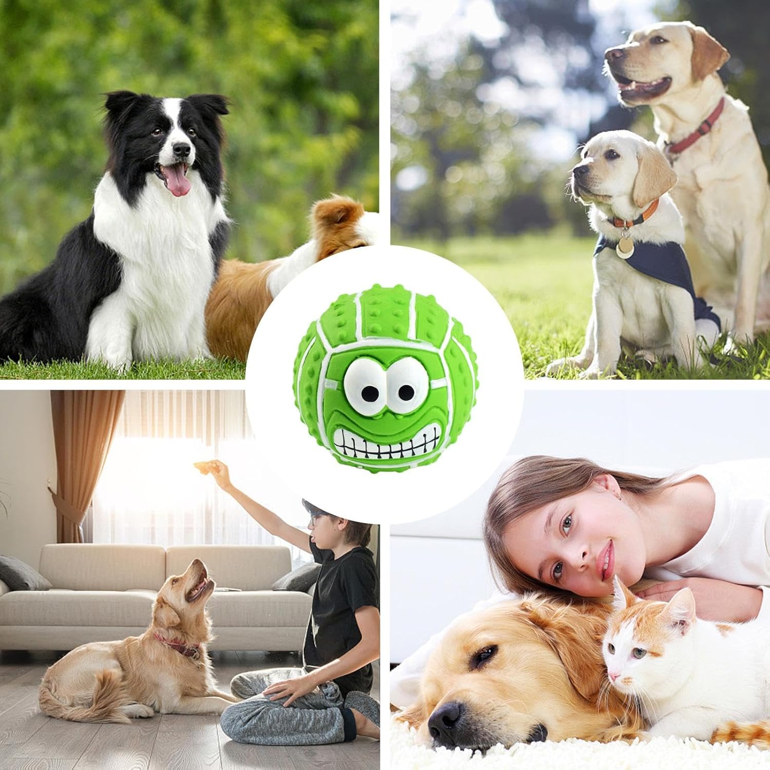 KFX-7103421 Smile Face Latex Dog Ball Toys - Durable, Squeaky Chewing Balls for Small to Medium Dogs and Cats