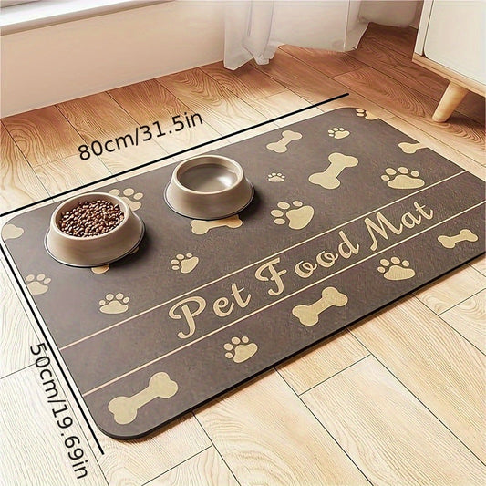 KFX-7103933 Diatom Oil Non-Slip Pet Placemat with Geometric Design - Abstract Pattern in Dog's Paw Colors