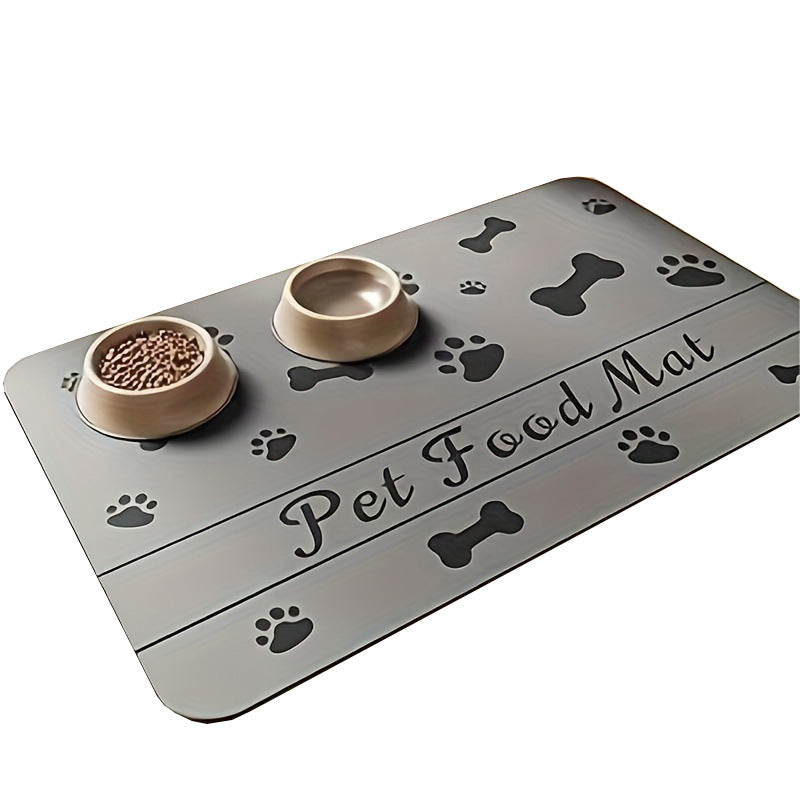 KFX-7103933 Diatom Oil Non-Slip Pet Placemat with Geometric Design - Abstract Pattern in Dog's Paw Colors