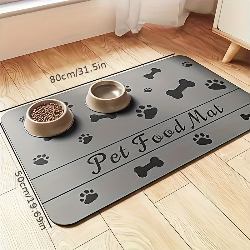 KFX-7103933 Diatom Oil Non-Slip Pet Placemat with Geometric Design - Abstract Pattern in Dog's Paw Colors