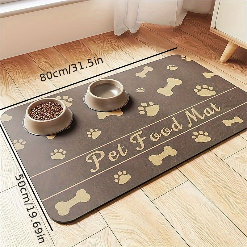 KFX-7103933 Diatom Oil Non-Slip Pet Placemat with Geometric Design - Abstract Pattern in Dog's Paw Colors